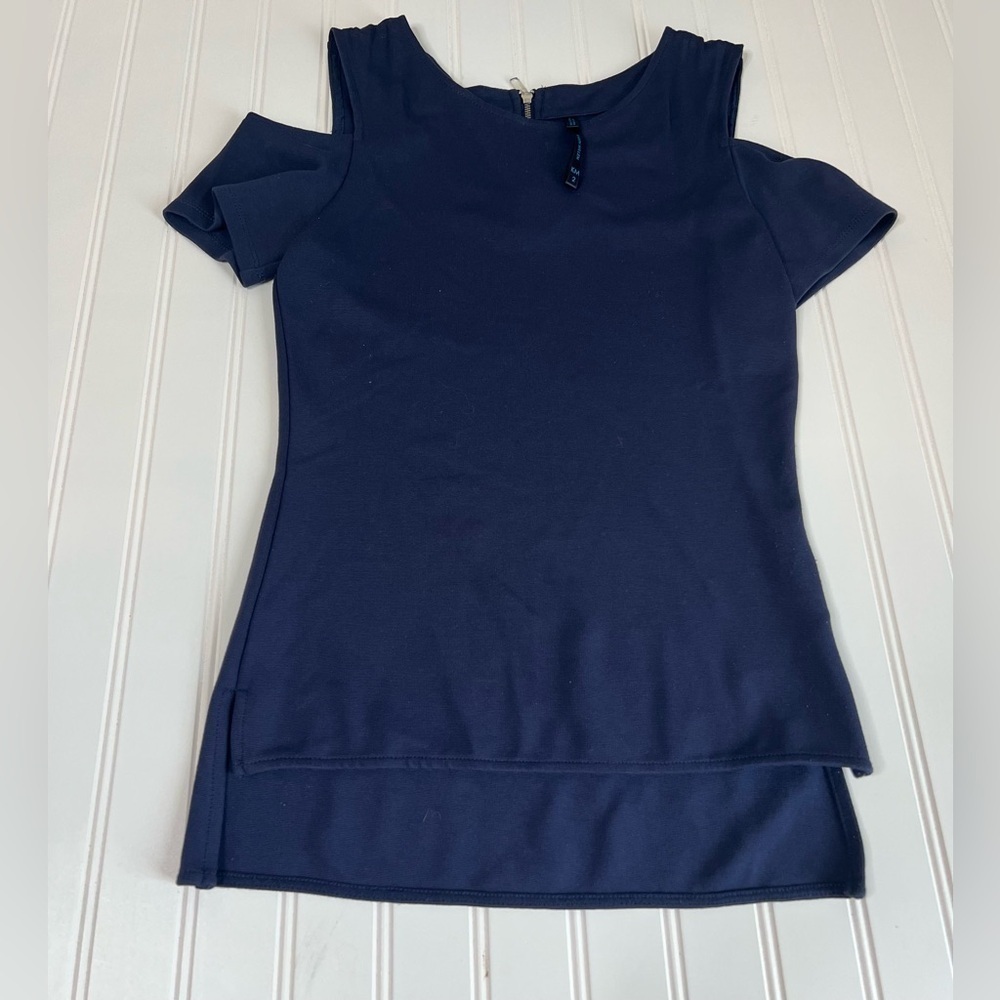 Karen Millen Womens Top UK 6 US 2 Navy Blue Knit Cap Sleeve Sleeveless 701